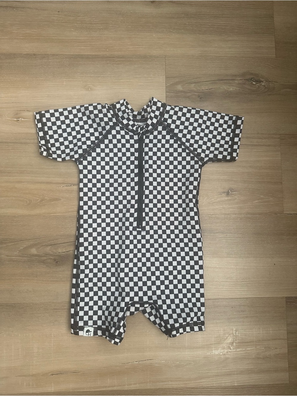 George Hats Black & White checkered Swimsuit Like New